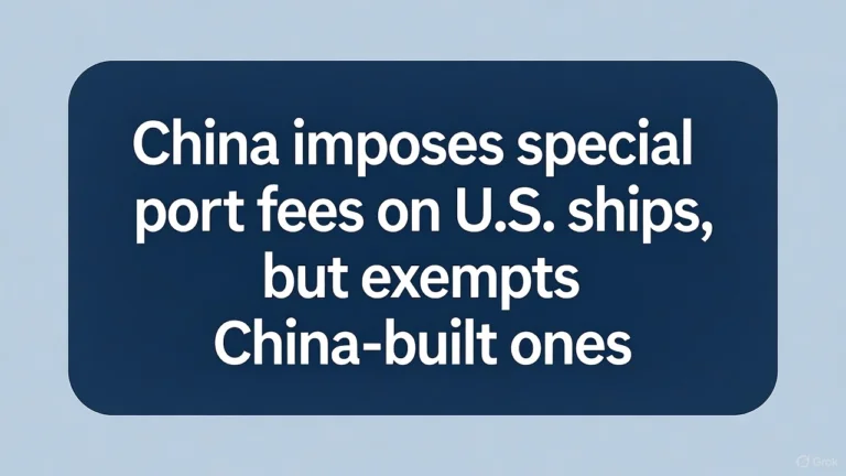 中国从2025年10月14日起，开始对进入中国港口的美国船舶收取特殊港口费用。