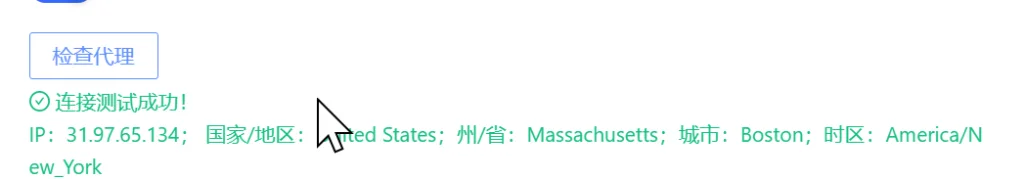 验证VPS代理是否可用 代理连接检查成功提示界面