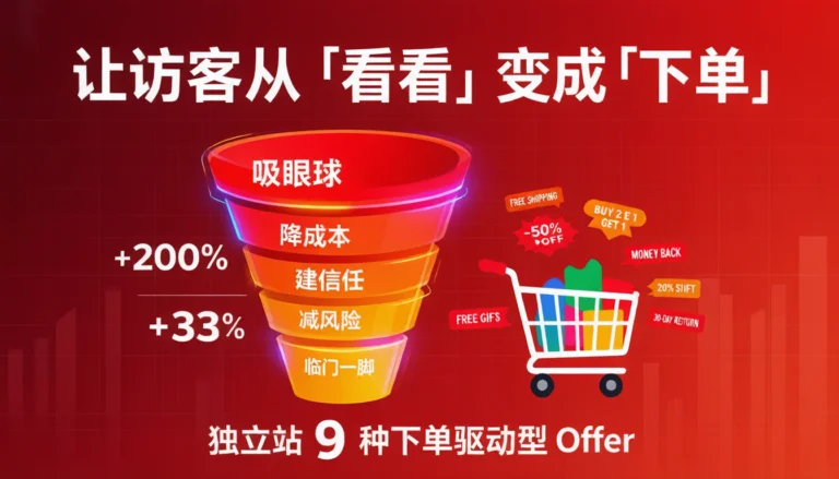独立站9种下单驱动型Offer策略转化漏斗示意图